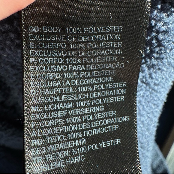 The North Face Men’s Size Large Navy Quarter Zip Pullover Sweatshirt Black Logo - Picture 6 of 14